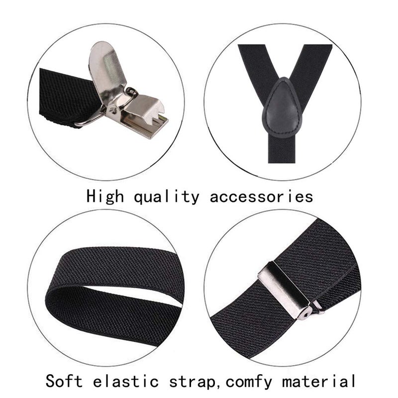 GUCHOL Suspenders for Mens with Strong Metal Clips Adjustable Elastic Y Style Leather Heavy Pants Suspender for Wedding&Party (Cowboy blue) - Image 3